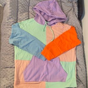 Vibrant colored over-sized hoodie.